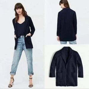 J. Crew Navy Blue Knit Sweater Blazer Size L
